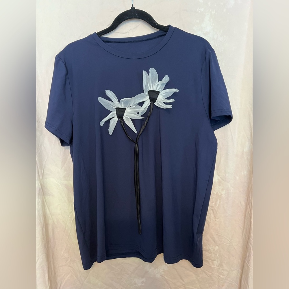 SHEIN Dark Blue Floral Men's Tee